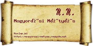 Mogyorósi Mátyás névjegykártya